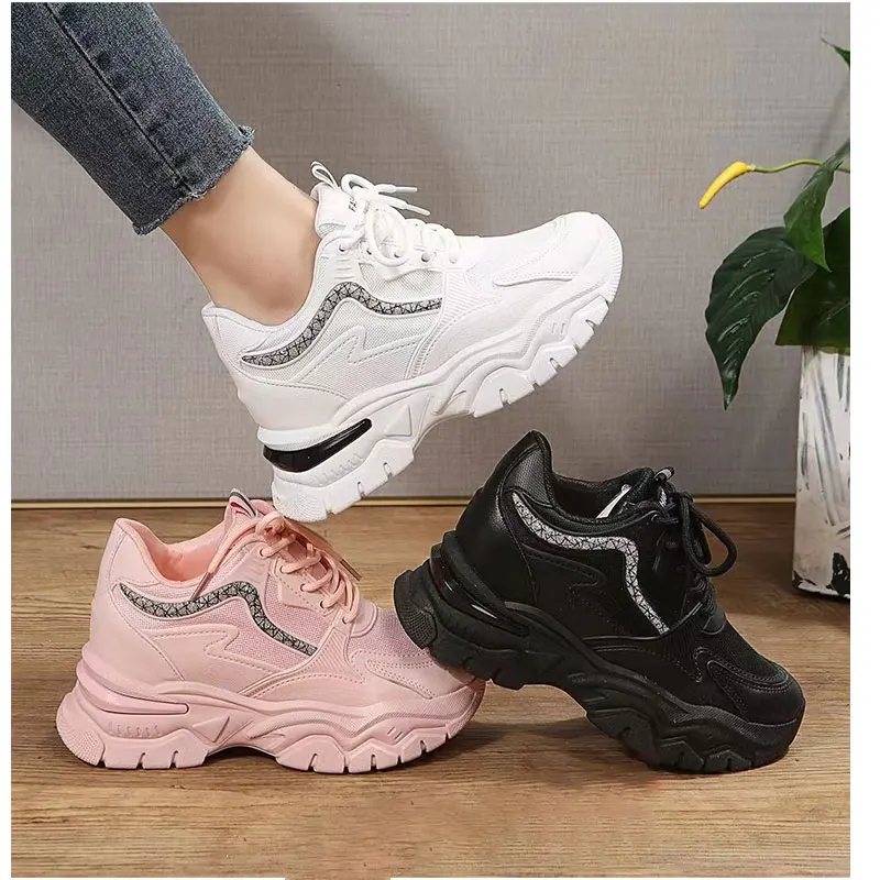 2023 new style inner height 5cm sports shoes for ladies stocks shoes women height increasing