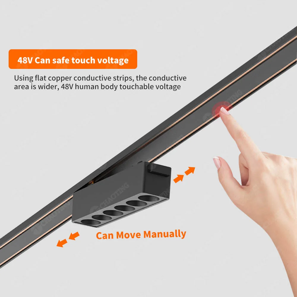 Ultrathin Surface Mounted Track 48V Linear Ceil Led Track Spot Light 1M 1.5M 2M 3M Ultra Slim 4 Wires Magnetic Rail Light System