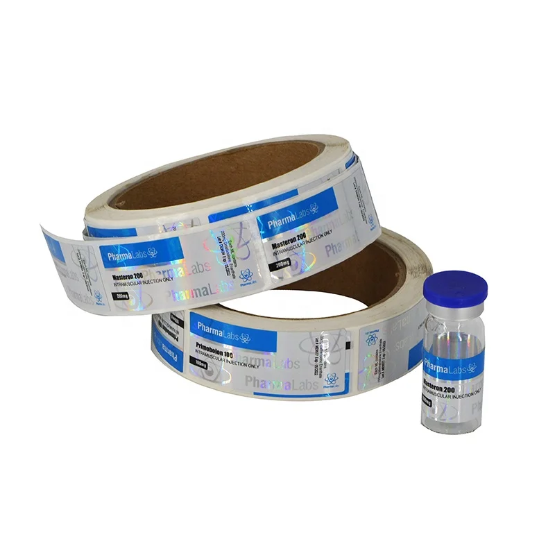 custom adhesive 10ml vial standard size holographic steriods label sticker for sale 10ml pharmaceutical vial labels