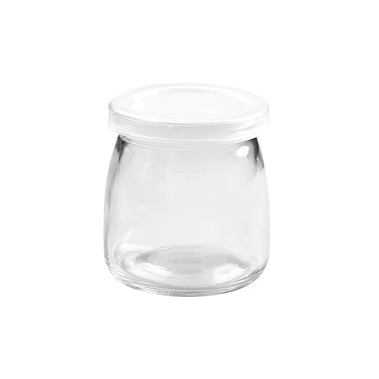 Wholesale storage bottle can 100ml 150ml 200ml 300ml pudding yoghurt glass jar dessert glass bottle milk glass jars with lid