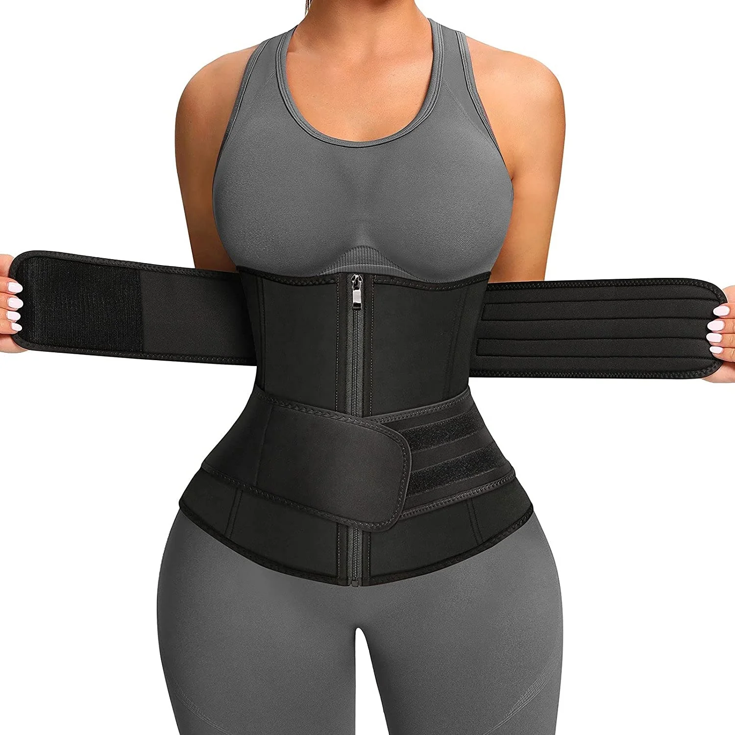 Tummy Control Body Shaper Weight Loss Belly Corset Sauna Slim Belt Two Belts Support Back Waist Trainers