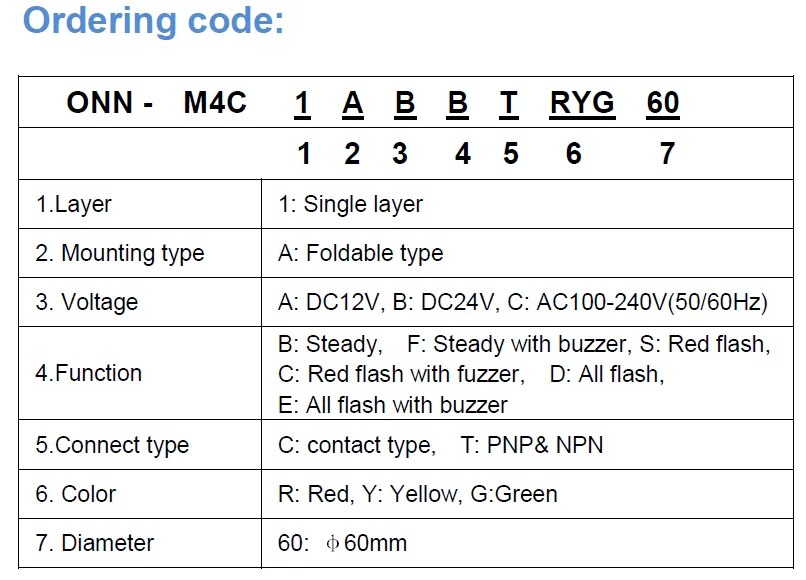 ONN-M4C Tri-Color 220V LED Signal Tower Light Warning Light Beacon For CNC Machine