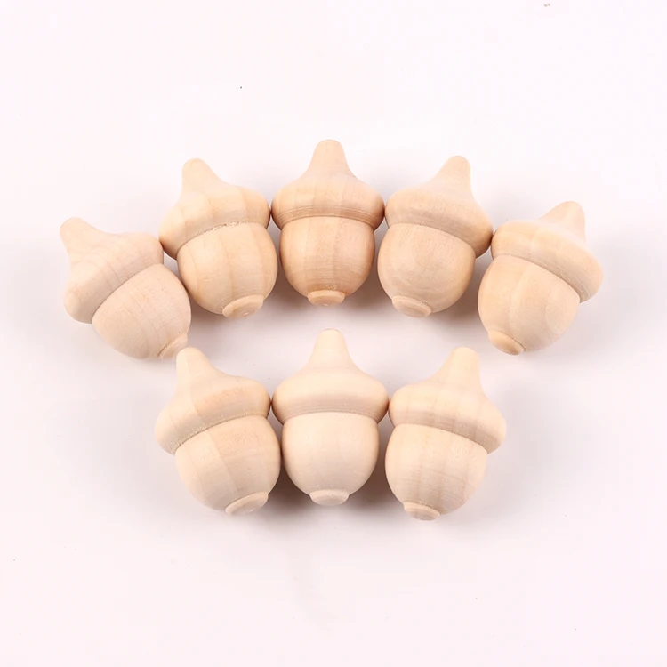Wholesale small crafts home decor unfinished wood ornaments wooden mini acorn for kid diy painting