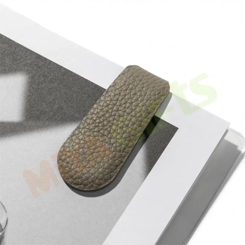 custom foil logo pebble lichi leather bookmark magnetic bookclip page marker planner paper oli clip journal notebook accessory