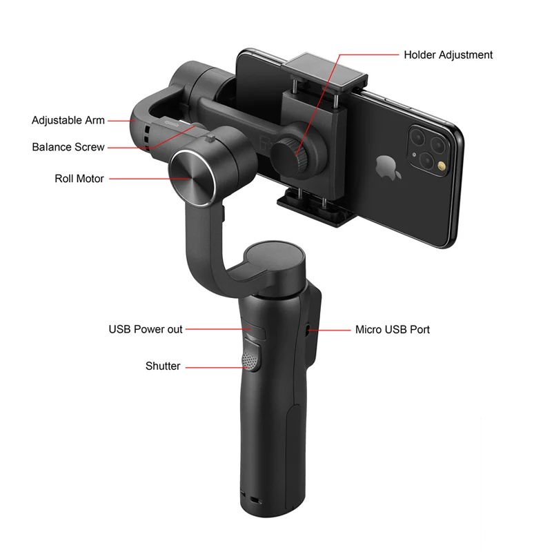 S5B 2200mAh Face Object Track 3 Axis Gimbal Stabilizer For Phonegimbal Stabilizer For Cameramobile Gimbal
