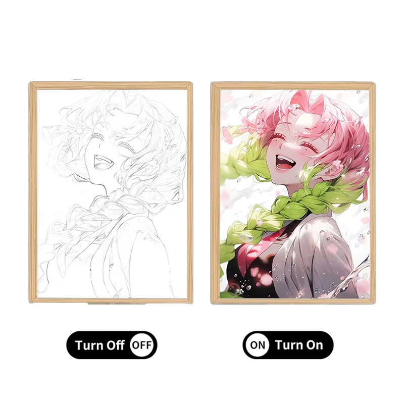 2024 New Fashion Nightlight 3d Painting Anime Demon Slayre Cartoon Luminous Picture Poster Home Decoration Collection Paintings
