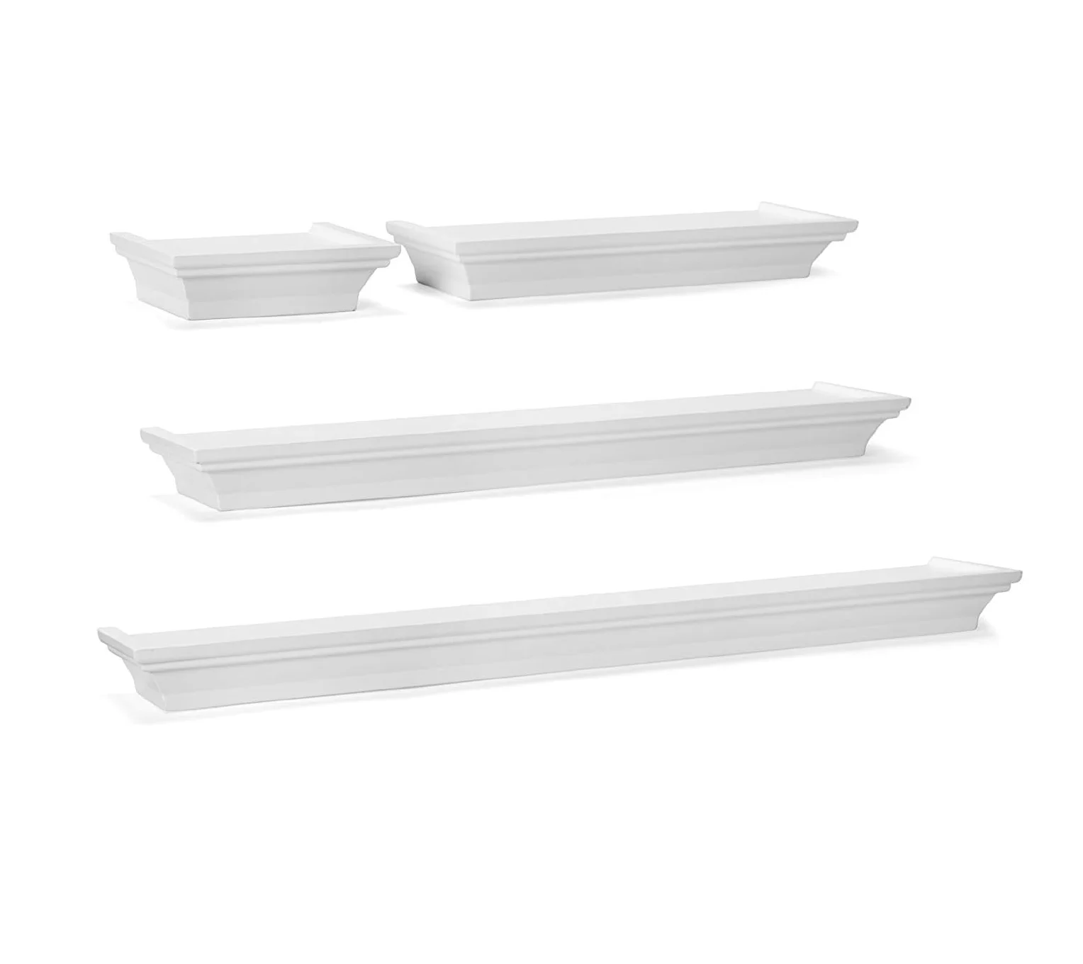 Плавающие настенные полки для спальни гостиной ванной комнаты кухни детской набор из 4 белый счета