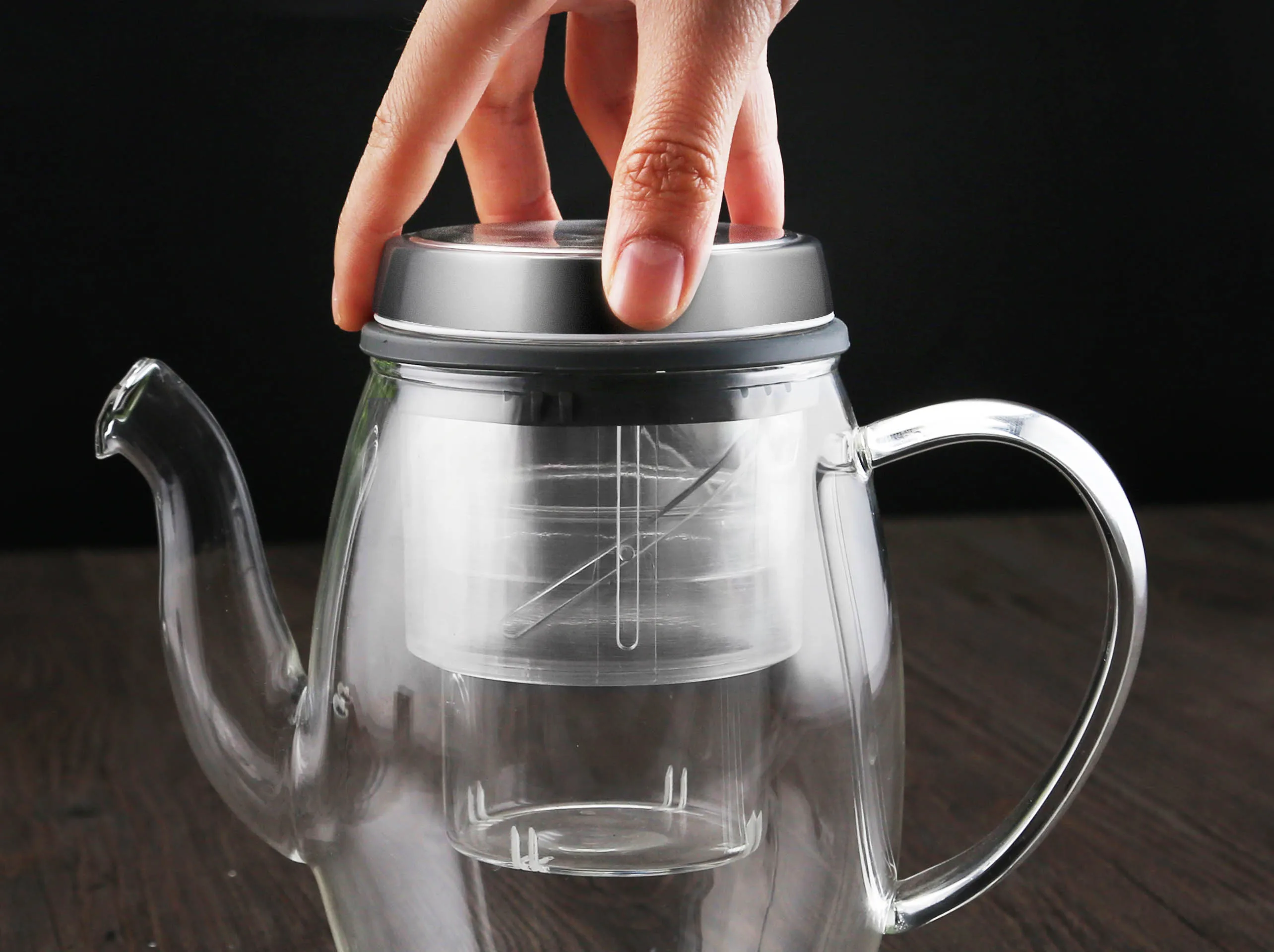 Fashion twist-off lid design hand-blown  borosilicate glass tea pot coffee pot