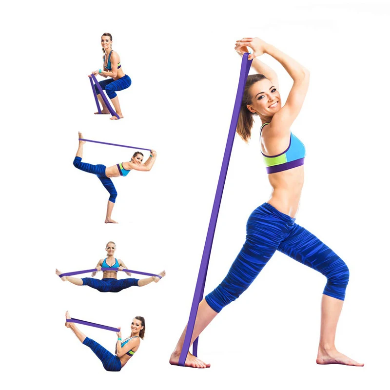 Printed Logo Long Loop TPE Elastic Fitness Exercise Resistance Bands For Yoga