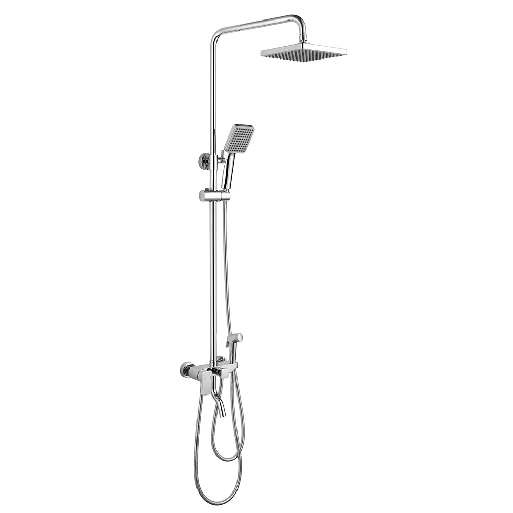 
European Exposed Surface Shower System Solid Brass Body Bath Shower Mixer Tap Shower Combo With Hand Sprayer Head 
