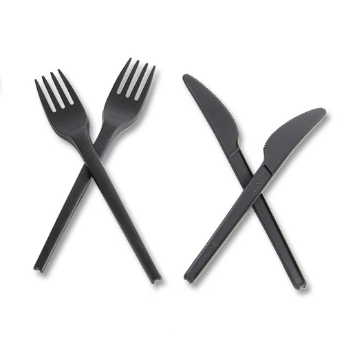 Eco-friendly disposable compostable pla plastic restaurant spoon knife fork cutlery set
