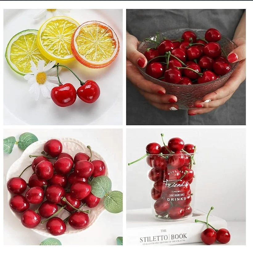 Cheap Lifelike Artificial Fruits imitation Fruit for Home Decorative cherry
