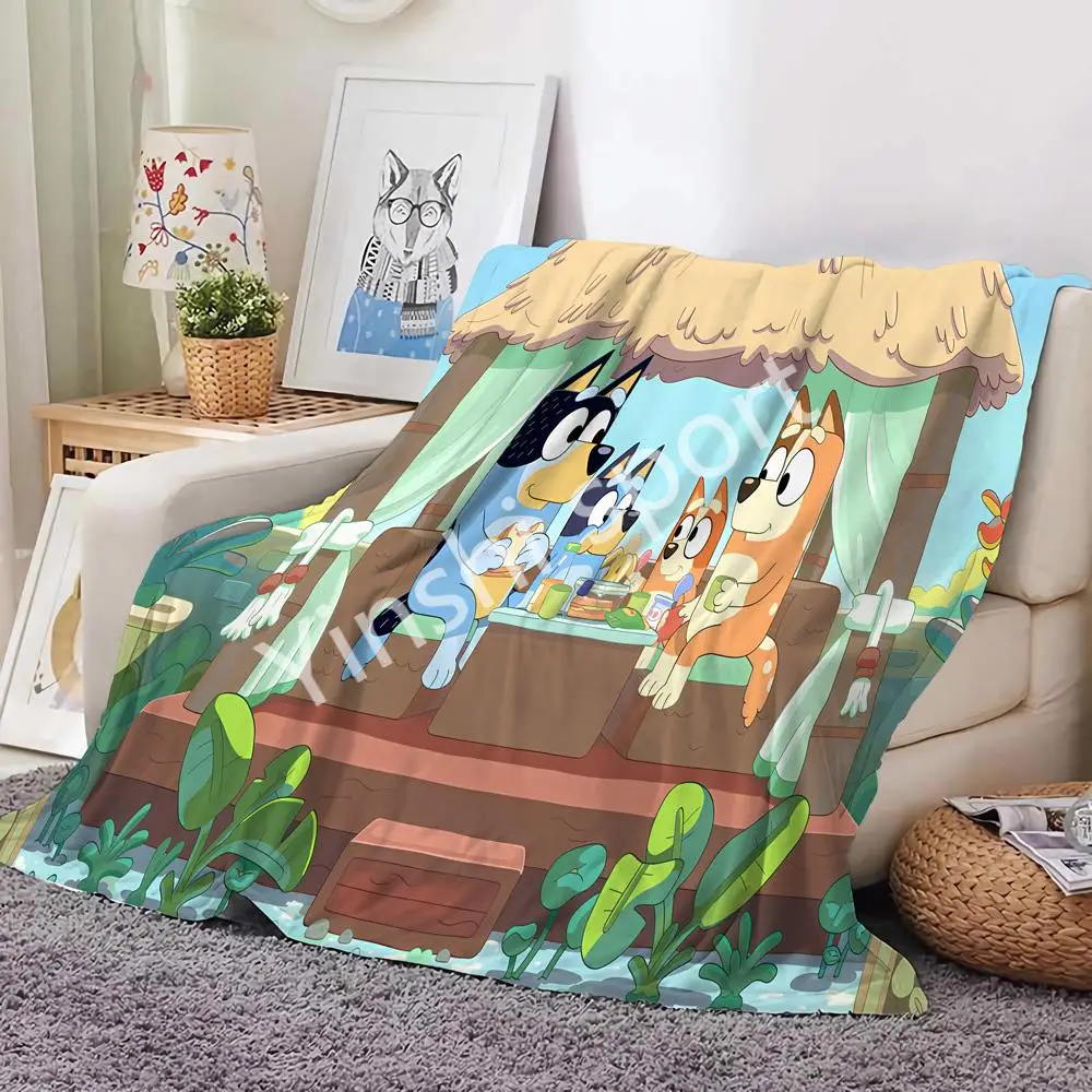 New Arrival Cartoon Blueys Birthday Background Cloth For Birthday Party Blanket Soft Flannel Fleece Warm Throw black Blankets