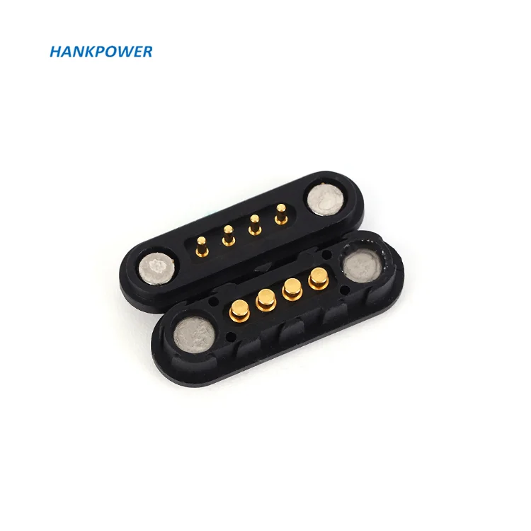Brass 4 Pin Pogo Pin Magnetic Electronic Connector For PCB Contacts 4Pin Magnetic Connectors