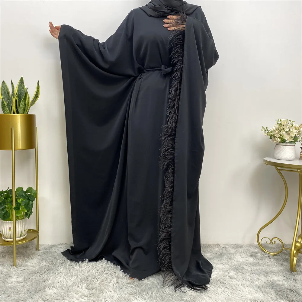 6317# Butterfly Bat Sleeve Long Dress Nida Fabric Free Size Middle East Modest Islamic Clothing