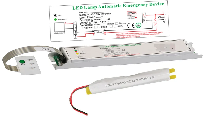 Emergency Lighting Inverter Module 7W LED light 2hours Battery Pack NiCd NiMH LIR 6V