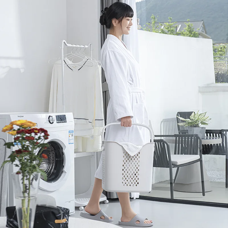 Bathroom Hanger Dirty Clothes Basket Floor  Mobile Vertical  Storage  Coat  Hanger Hanging Storage Shelf with Two Laundry Basket