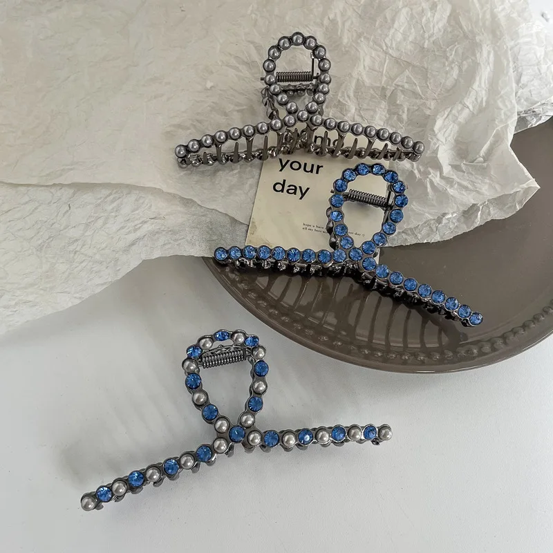 Fashion Headwear 11cm Rhinestone metal Hair Claw Clips for Women thick Hair Accessories