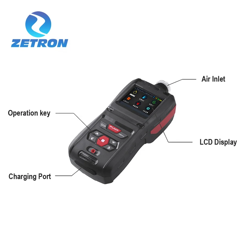 Zetron MS500 Pumping Suction Carbon Dioxide CO2 Gas Level Detector LCD Display