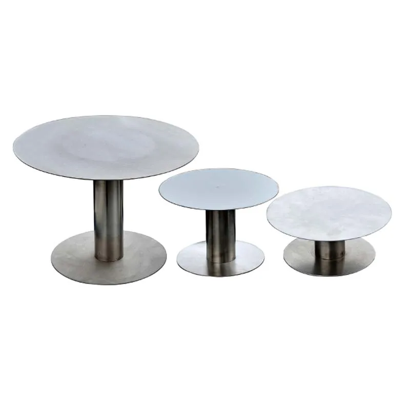 Modern cheap T shape stainless steel round coffee table tea table from factory