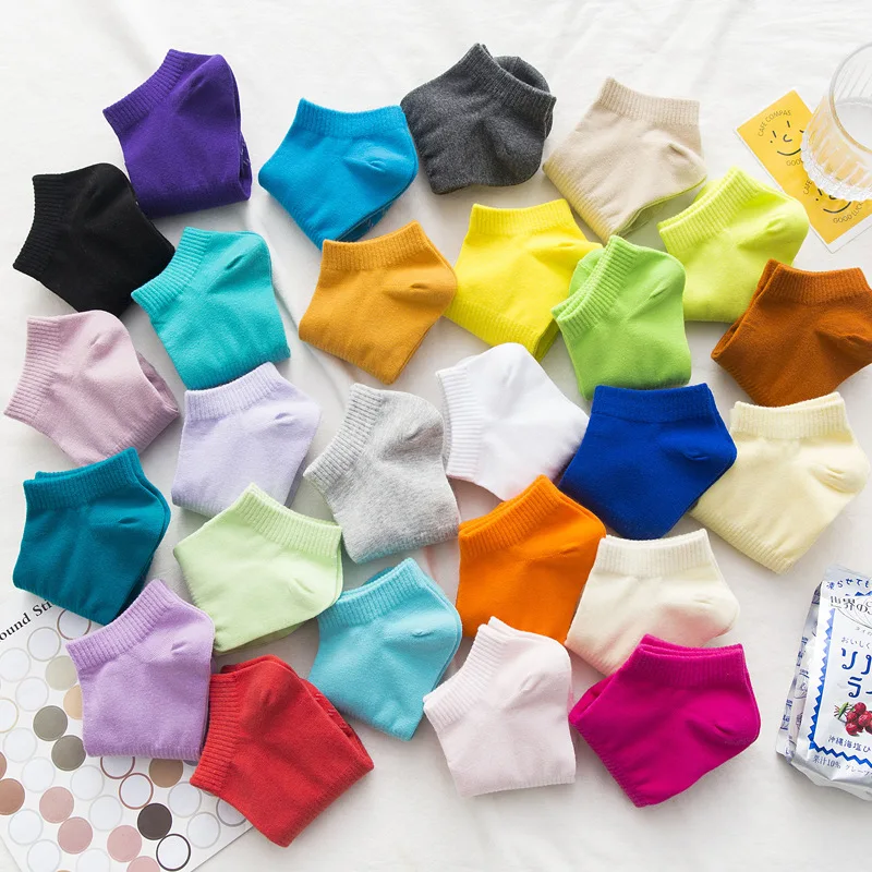 Wholesale summer cotton grip neon colorful low cut short socks for women