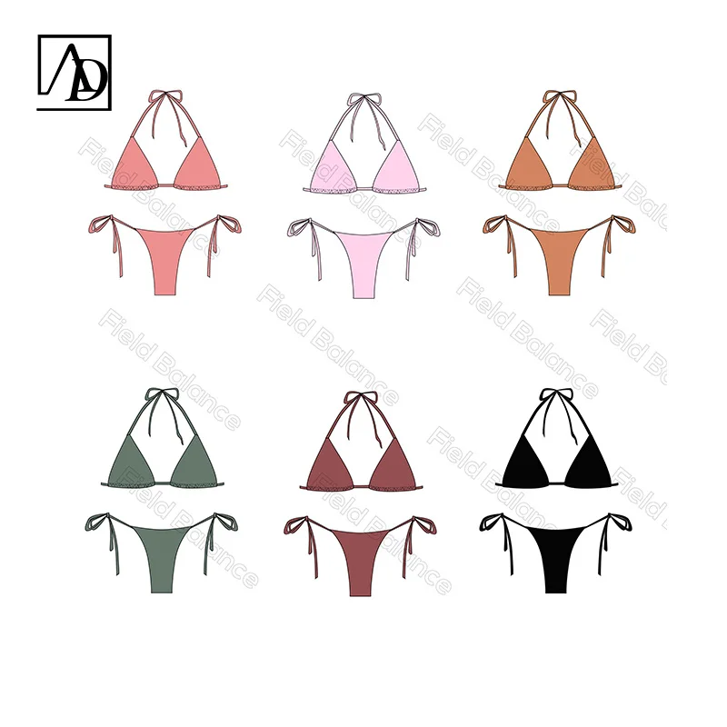 Aide 2024 Brazilian Thong Printed Lace Up Low Waist Two Pieces Micro Bikini Set Women Sexy Swimsuit Beachwear Swimwear