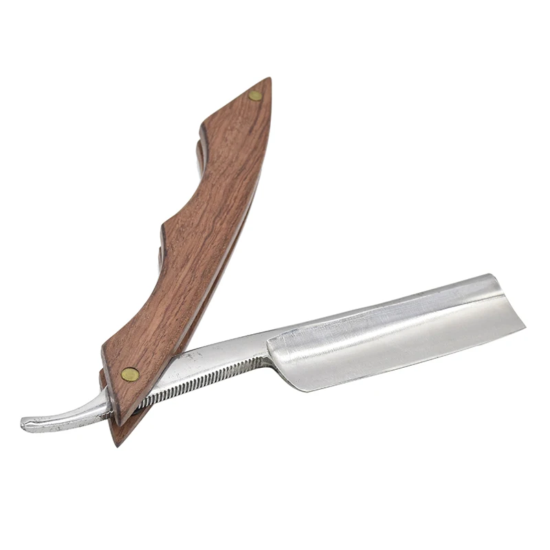 Straight Edge Razor Natural Wood Scale Sharp, High Hardness Carbon Steel Cutthroat Straight Edge Blade, Vintage Wood Handle