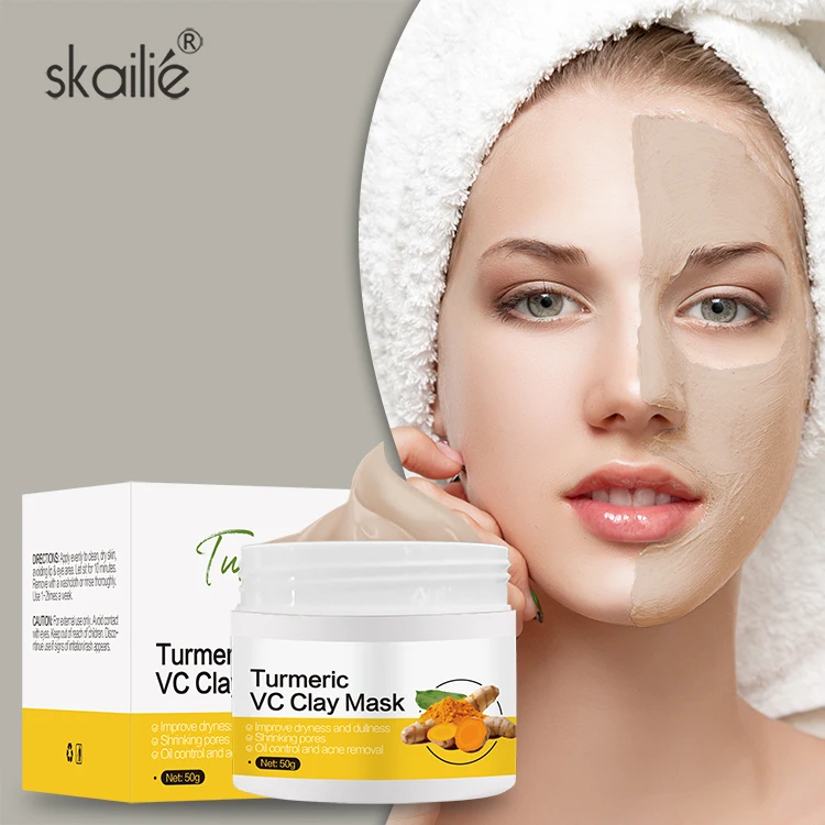 Private Label Custom Logo Natural Beauty Organic Facial Care Whitening Exfoliating Vitamin C Turmeric Clay Mask