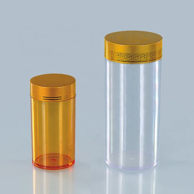 Plastic Jar Clear 100cc 120cc 150cc 250cc PET Capsule Bottle for Healthy Supplement with Metal Screw Cap Plastic Packaging