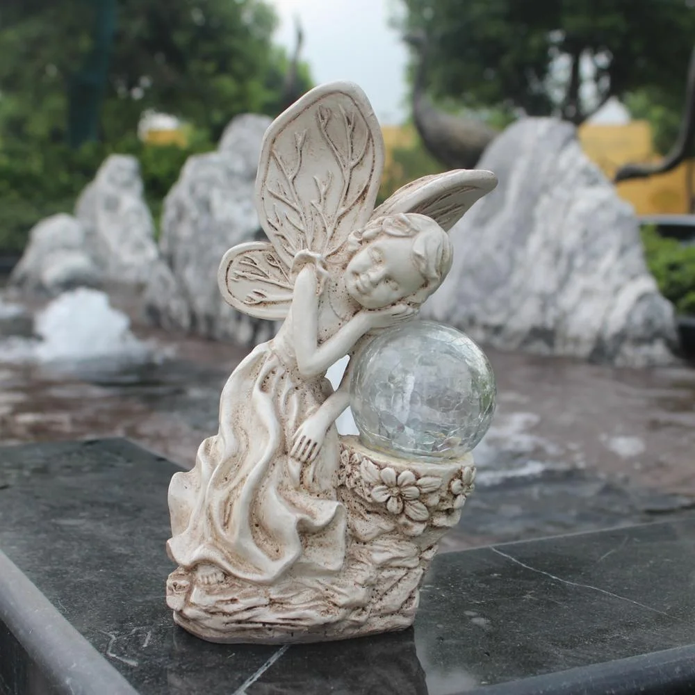 solar indoor house statue resin angel led decorative resin night light solar lawn led solar garden light outdoor waterproof