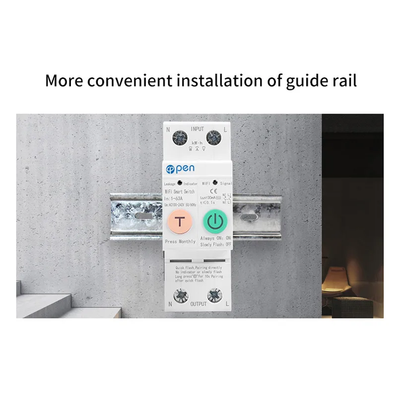  Open Electric 2P WIFI Tuya remote control energy monitoring smart Switch for Smart home tuya