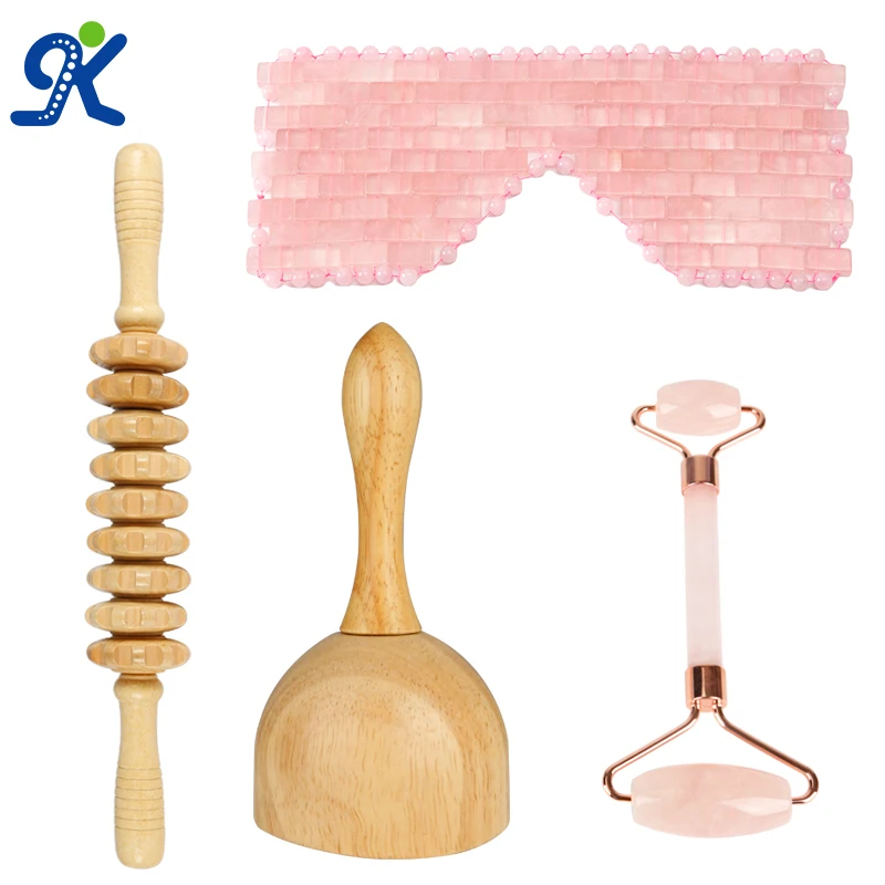 Hot Selling Eye Mask Face Lifting Anti Aging Massage Roller Terahertz Gua Sha Wood Therapy Massage Anti Cellulite Massager