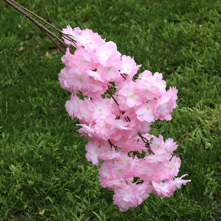 Artificial Bunga Red Cherry Blossom Flower Flor De Cerejeira Sakura for Wedding Centerpieces