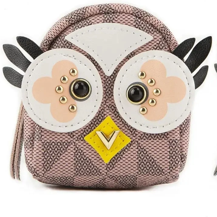 Fama Customized Mini Backpack Purse Organizer Small Backpack Owl Leather Coin Purse Keychain Zipper Change Wallet
