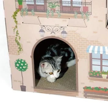 Zhejiang Eco Friendly Household Cat Villa Corrugated Paper Cat House Scratcher Cardboard