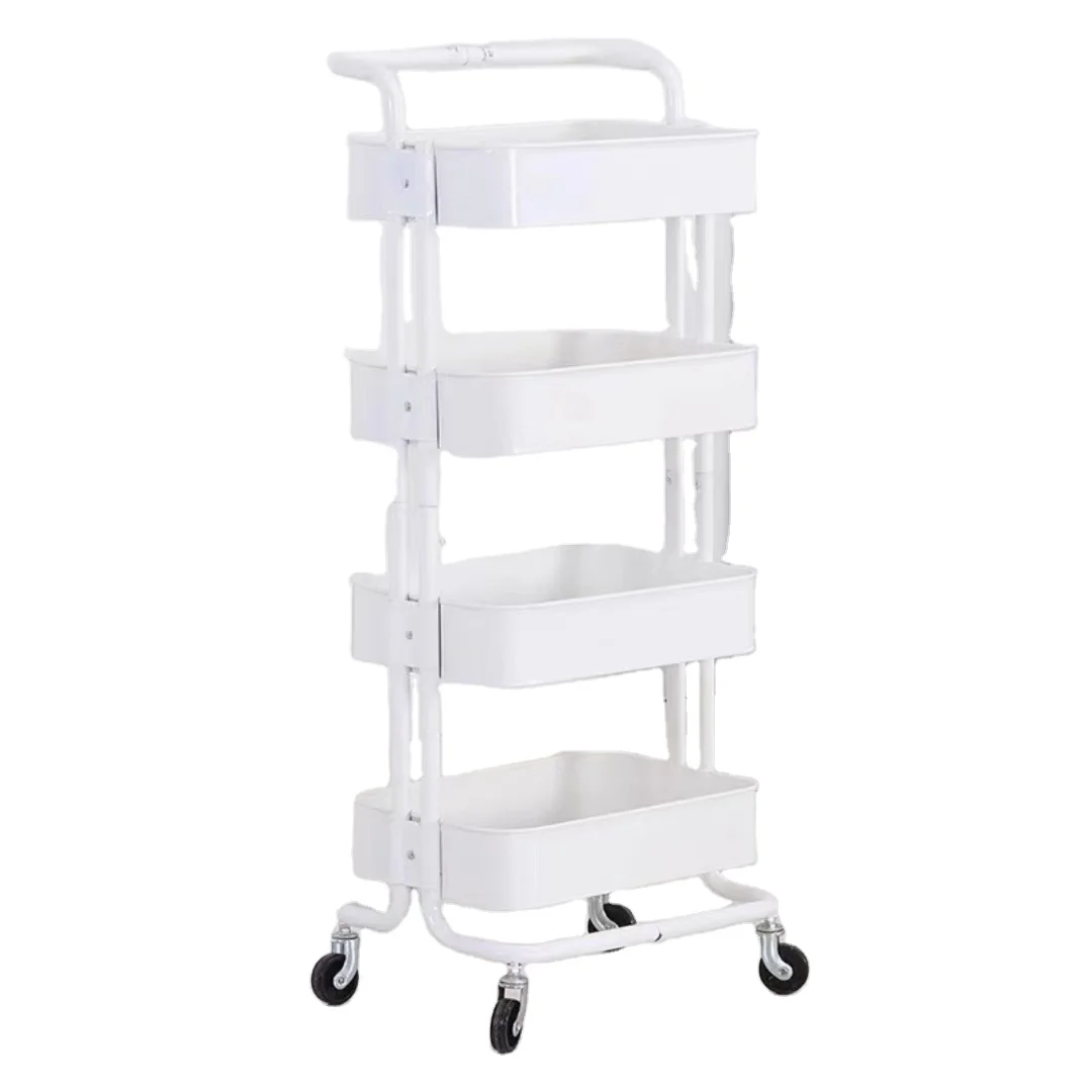 stainless steel kitchen storage rolling electric trolley cart organizer metal kitchen storage cart 4 Tier with wheels