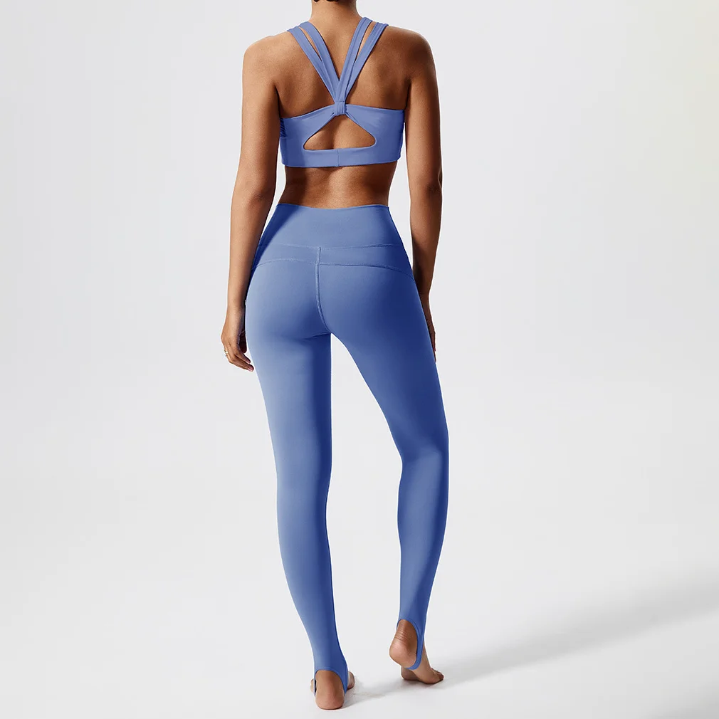 YIYI Plus Size Removable Pad Gym Fitness Suits For Women Back Cross Strap Girls Yoga Sets Stirrup Leggings Women Sports Sets