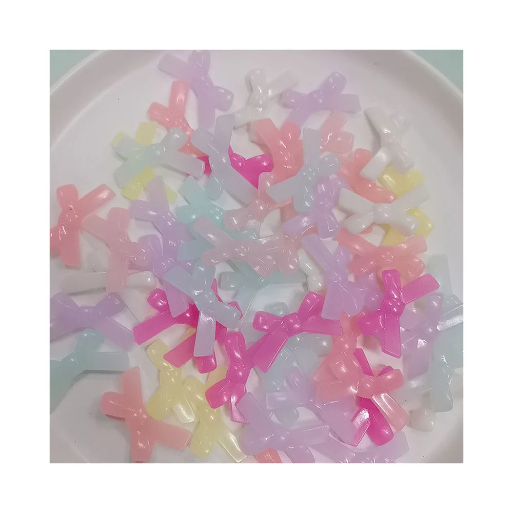 New Fashion 20*34mm Acrylic Spacer Bracelet Charms Bowknot Cute Jelly Colors Loose Beads for Jewelry Making