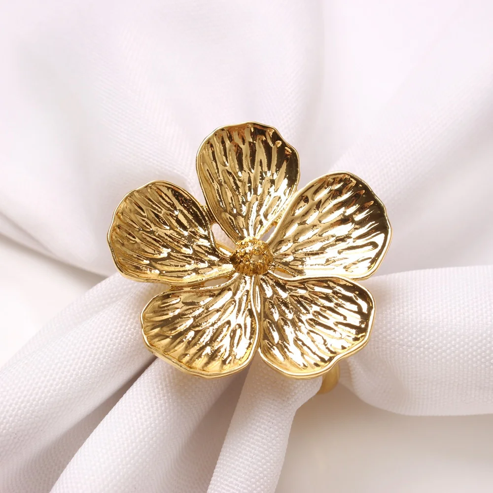 New Wedding Party Accessories Elegant Metal Flower Napkin Ring