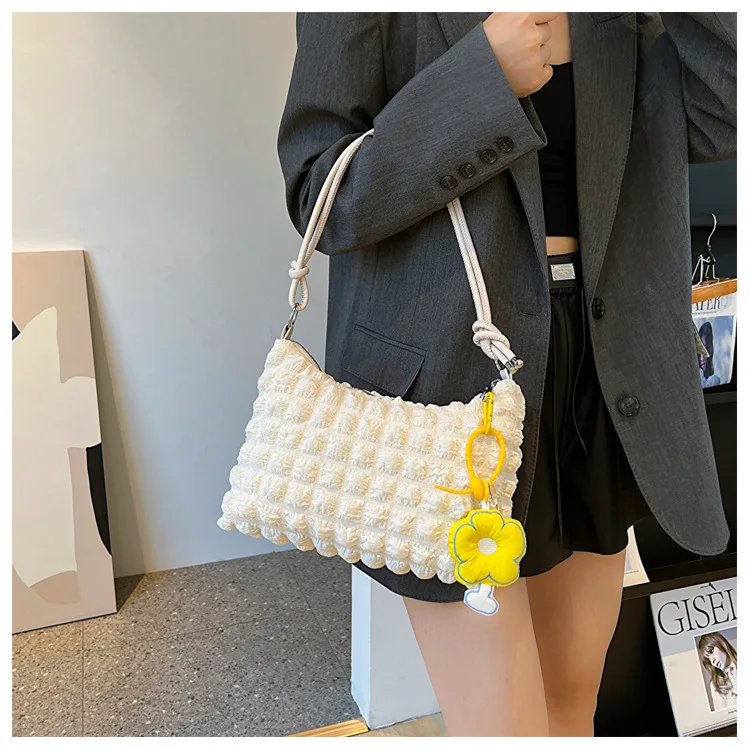 Wholesale Single Shoulder Women Bag Lady Bubble Grid Underarm Handbag