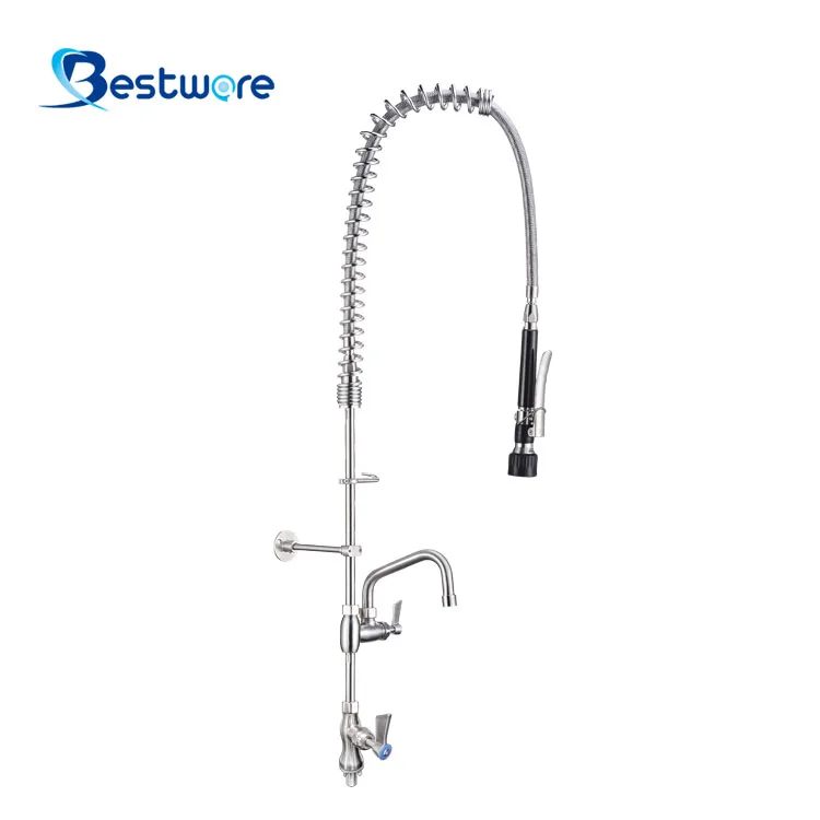 Hot Cold Kitchen Sink Water Faucet Stainless Steel Dishwasher Spout Double Outlet UPC Faucet