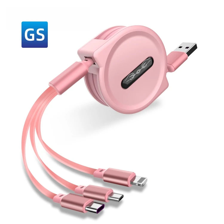 Прямая продажа с фабрики 3 в 1 USB-кабель для зарядки данных пользовательский ваш логотип 3A Быстрая зарядка для Iphone/Type C/Mirco