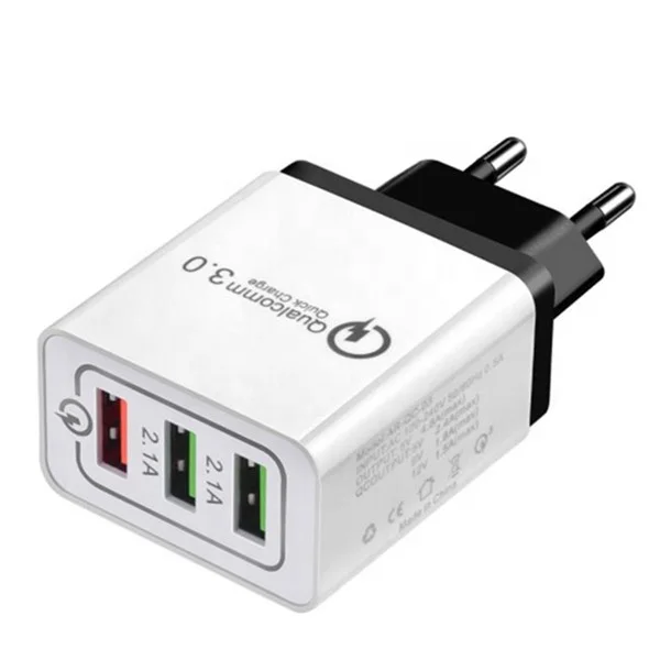 Wholesale EU US 3 Ports Colorful USB Chargers Fast Charging QC 3.0 Travel USB Wall Charger