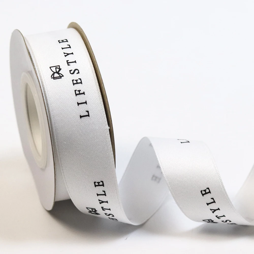natural white customize printed cotton ribbon tape for gift wrapping