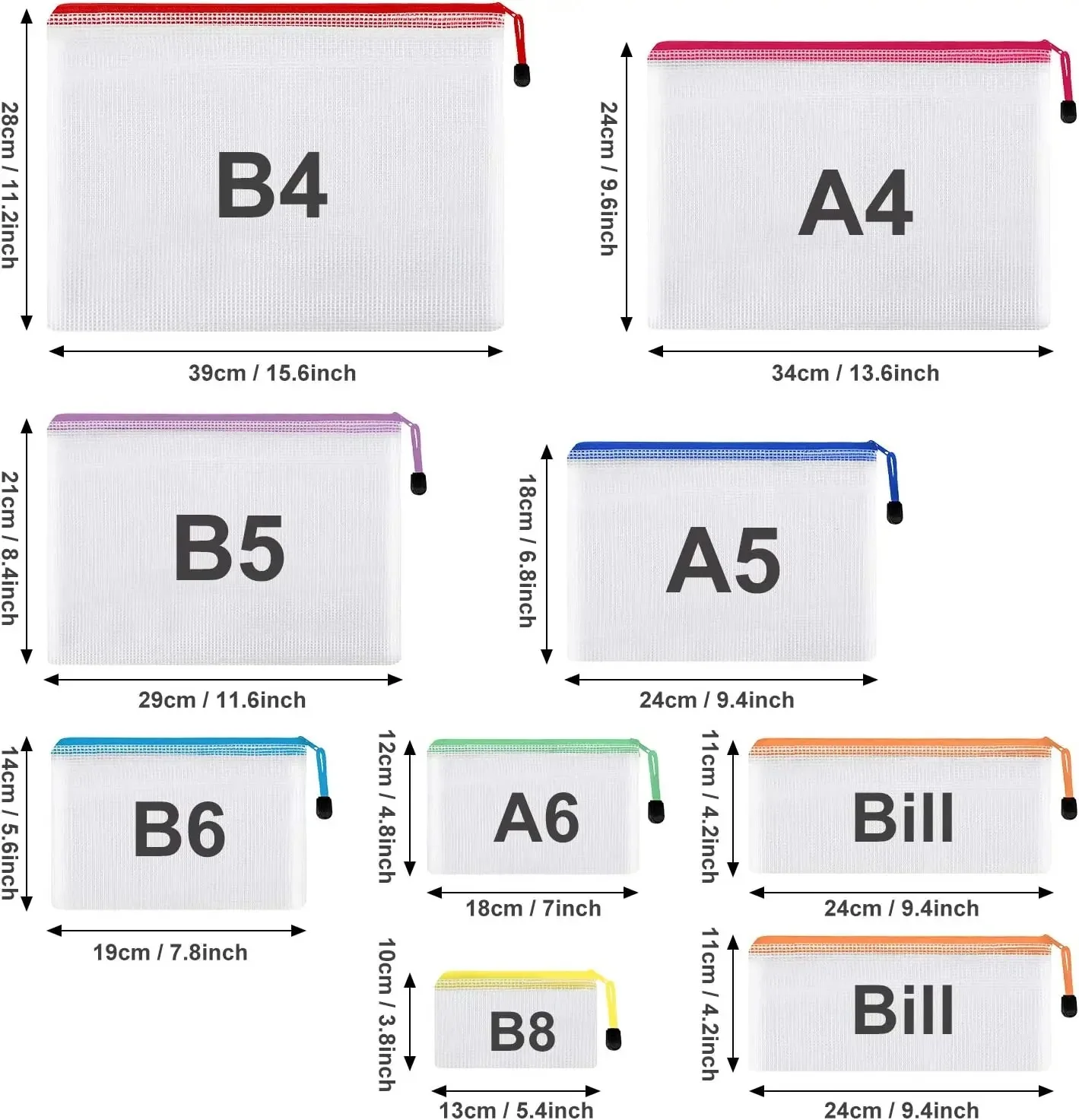 Mesh Zipper Pouch Bags Plastic Zipper Bags Waterproof Zipper Pouches for Organization