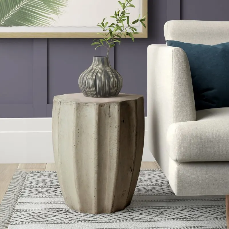 Tall MgO Abstract End Table for Indoor, Living Room and Outdoor Decorations