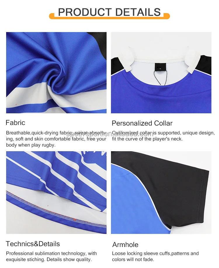 Spotiv Full Sublimation Rugby Jersey Custom Made Rugby Clothing Free Design Polo Rugby Wear
