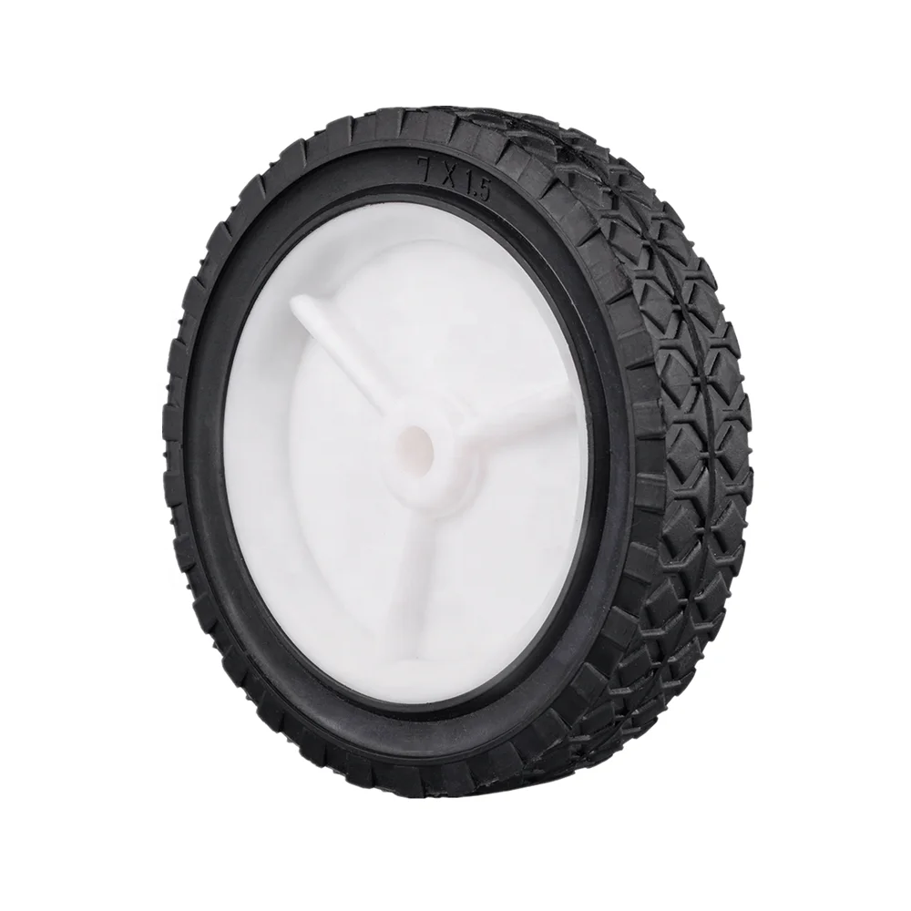 Solid rubber wheel 7.5 inch cart wheels for beach trolley, lawnmower parts wheels for fan