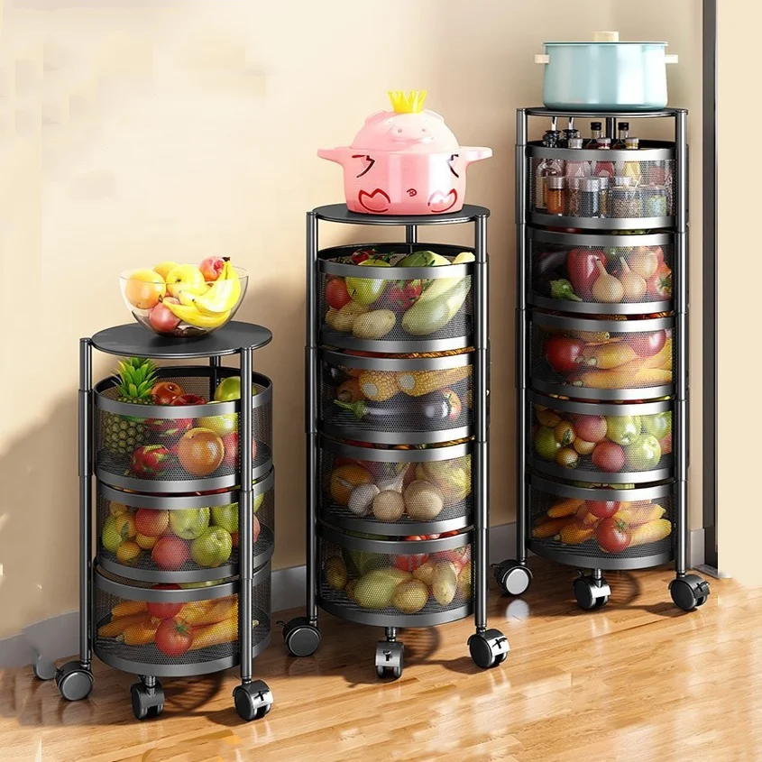 Multi-layer rotatable storage rack multifunctional sundries fruit storage rack