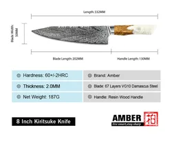 New arrival 8 inch damascus steel Japanese knives kitchen chef knife with resin handle